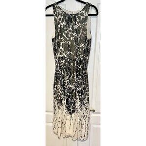 Talbots Dress Floral Ombre Dress Black White Florals Career Wedding Size 14